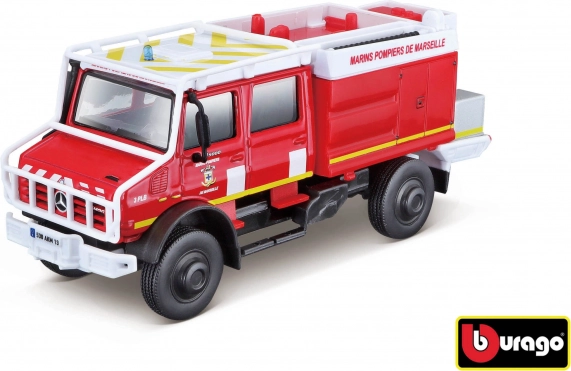 Bburago záchranárske vozidlo Mercedes‑Benz Unimog U5023 Hasiči 1:50