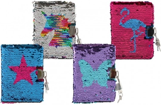 Poznámkový blok s flitrami a zámkom TEDDIES