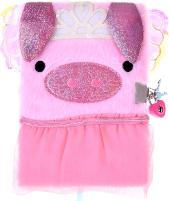 Ružový tajný denník so zámkom v tvare prasiatka