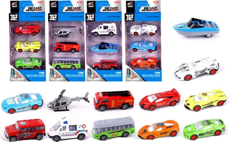 Sada kovovo‑plastových autíčok – 3 ks