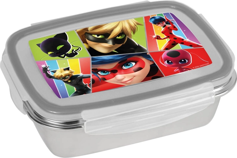 Miraculous / Ladybug – farebný desiatový box z nehrdzavejúcej ocele 850 ml