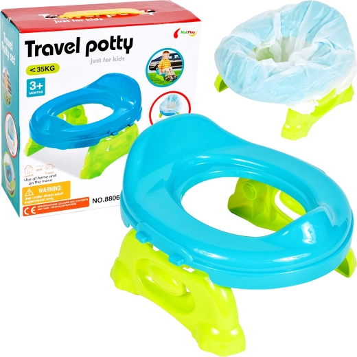 Cestovný detský nočník s jednorazovými vreckami, modrý