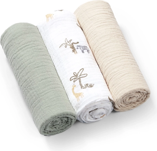 BabyOno mušelínové plienky Super Soft 3 ks zelené 70 × 70 cm