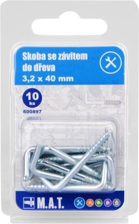 Skoba so závitom do dreva 40 × 3,2 mm, pozinkovaná (10 ks)