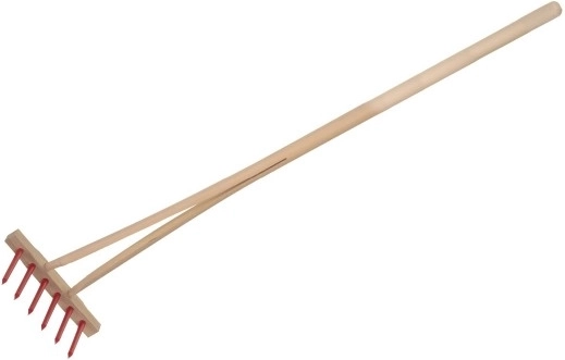 Teddies detské hrable s drevenou násadou 90 cm – Červené