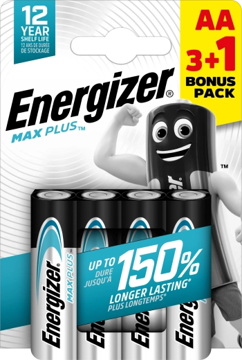 Energizer Max Plus AA alkalické batérie 3+1 zdarma, 4 ks
