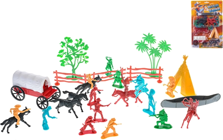 Sada westernových figúrok s kočiarom a doplnkami