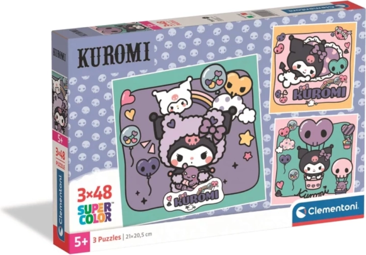 Puzzle CLEMENTONI Kuromi 3×48 dielikov