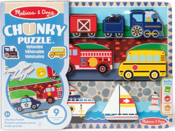 Drevené chunky puzzle vozidlá MELISSA & DOUG