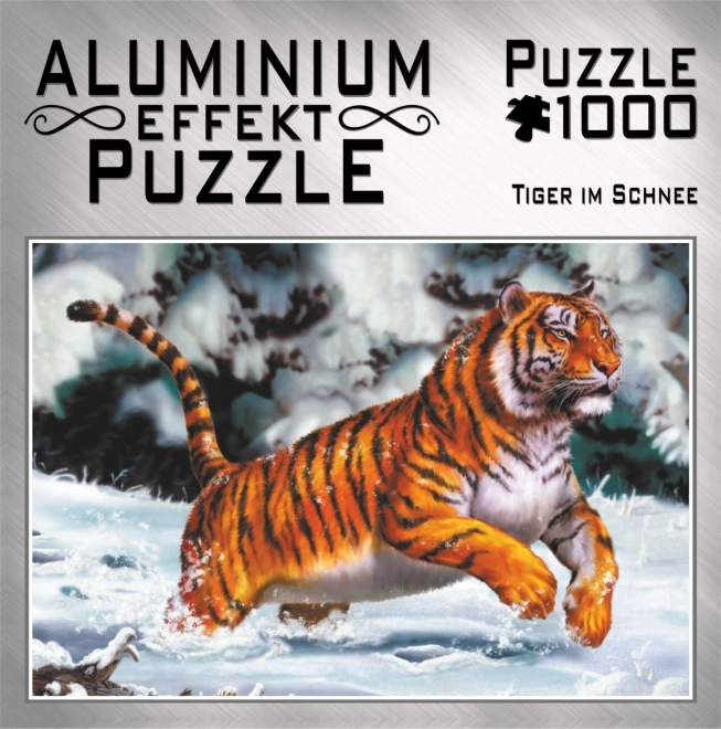 Metalické puzzle tiger v snehu 1000 dielikov