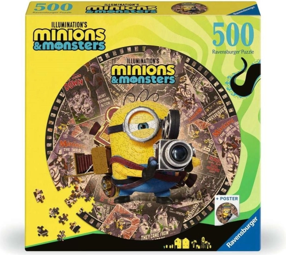 Ravensburger okrúhle puzzle Mimoni a monštrá 500 dielikov