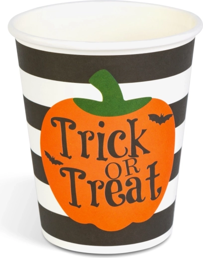 Halloweenový papierový pohár s tekvicou 250 ml, 8 ks