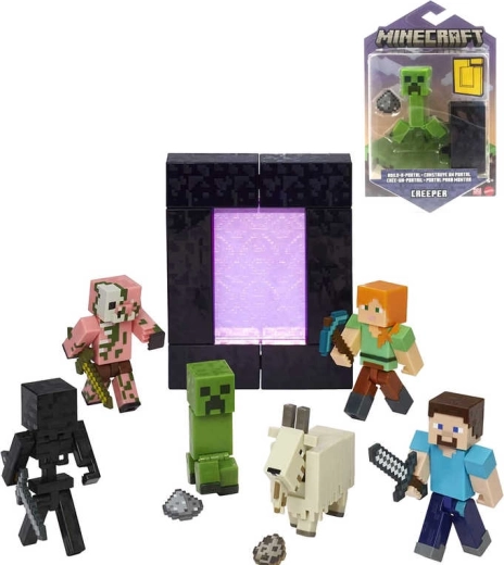 Mattel Minecraft kĺbová figúrka Build-A-Portal 8 cm s doplnkami (rôzne druhy) - 1 kus