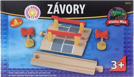 Železničné priecestie so závorami a značkami