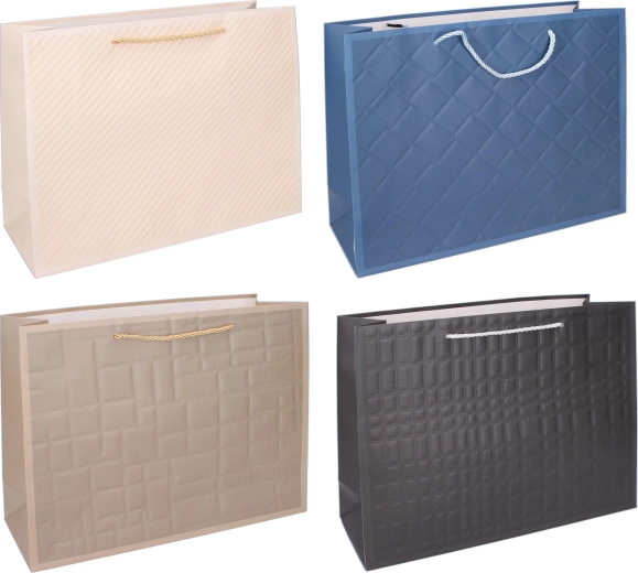 Darčeková taška L 32 × 38 × 12 cm – elegantné reliéfne prevedenie, mix farieb