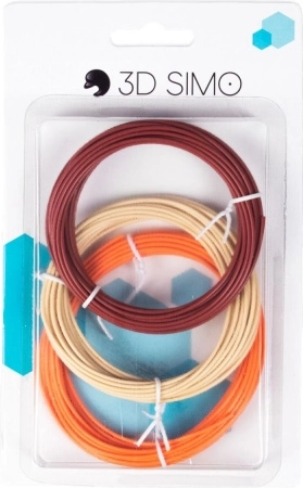 PLA filament pro pre 3D perá a tlač – sada 15 m (hnedá, telová, oranžová)