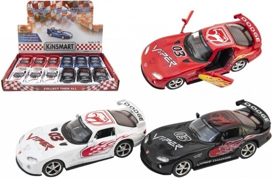 Kinsmart DODGE VIPER GTS‑R 1:36 kovový model na spätné natiahnutie