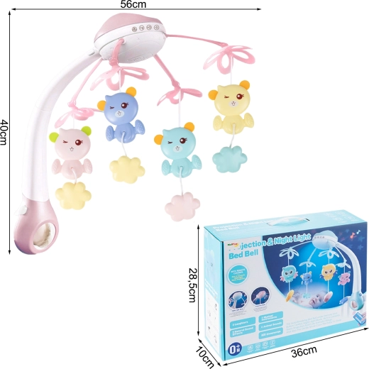 Kolotoč nad postieľku s projektorom a diaľkovým ovládaním, 500 melódií