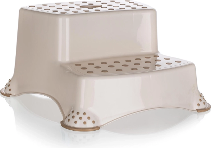 Protišmyková dvojstupňová stolička krémová 40 × 37 × 21 cm