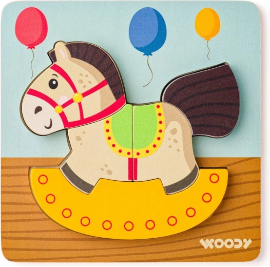 WOODY Baby vkladacie drevené puzzle koník – 5 dielikov
