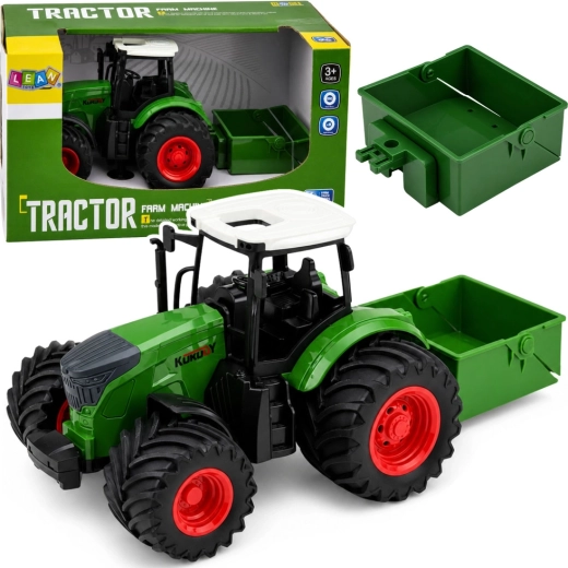 Farmársky traktor s rozmetadlom hnojiva 1:24, zelený, gumové kolesá