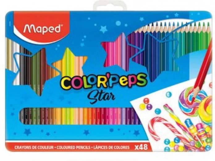 Trojhranné pastelky Maped Color'Peps 48 ks v plechovej krabičke