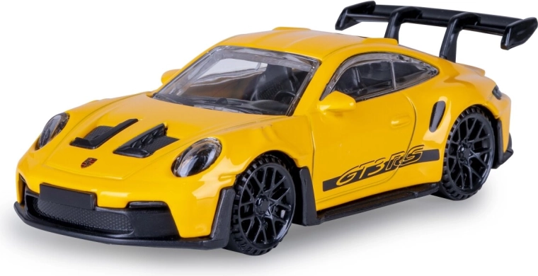 Kovový model Porsche 911 GT3 RS v mierke 1:43, žltý