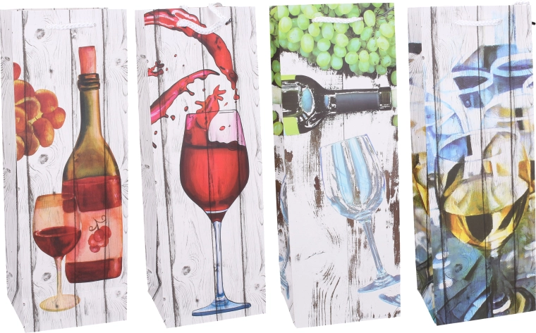 Darčeková taška na fľašu M – celoročná, 36 × 12,5 × 8,5 cm