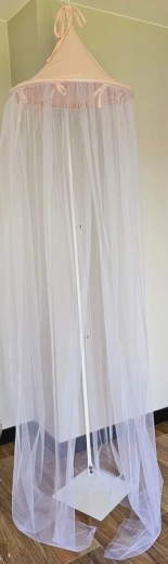 EKO baldachýn nad detskú postieľku z mušelínu a tylu Powder Rose 250 × 300 cm