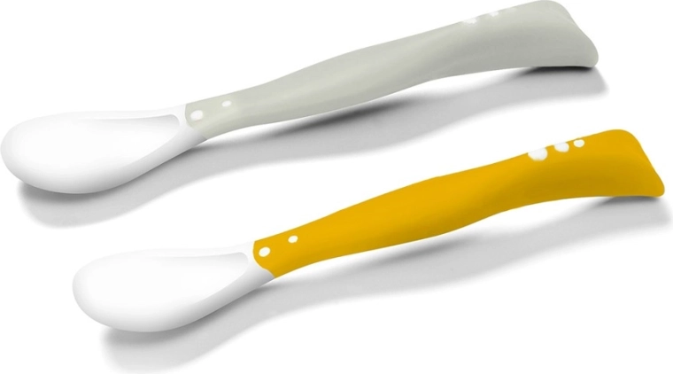 BabyOno flexi lyžičky pre deti, 2 ks – sivá/žltá