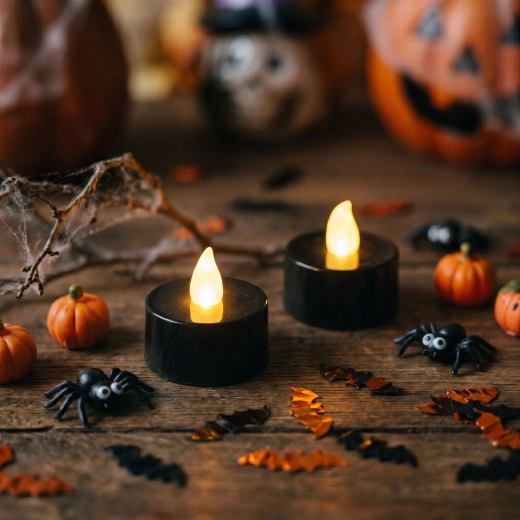 Halloween LED čajové sviečky čierne, 2 ks