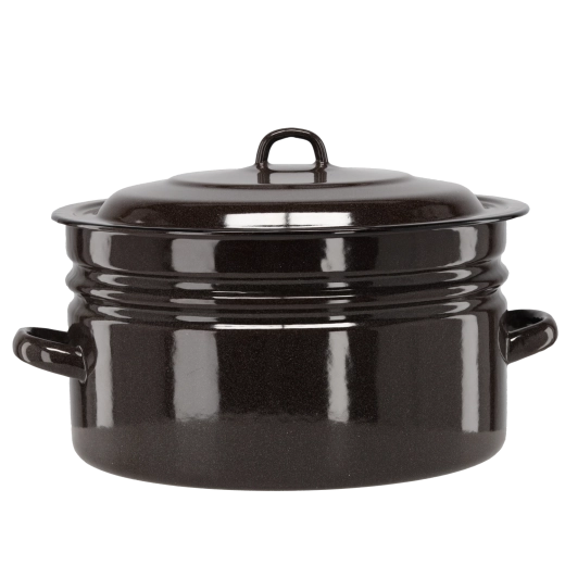 Smaltovaný hrniec 25 l, priemer 40 cm, hnedý s pokrievkou