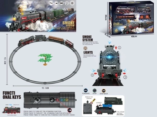 súprava s vlakom, 48 dielov, dym, svetlo a zvuk