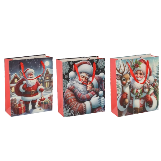 Vianočné darčekové tašky Santa Claus 42 × 48 × 16 cm, sada 12 ks