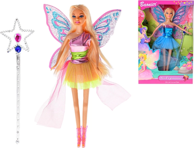 Bábika víla s krídlami a magickou paličkou, kĺbová 29 cm