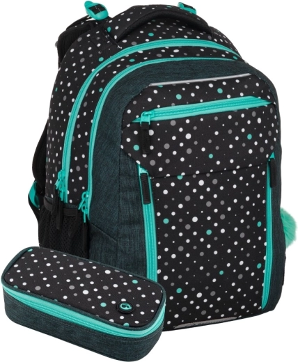 Bagmaster Porto školský set čierno-tyrkysový
