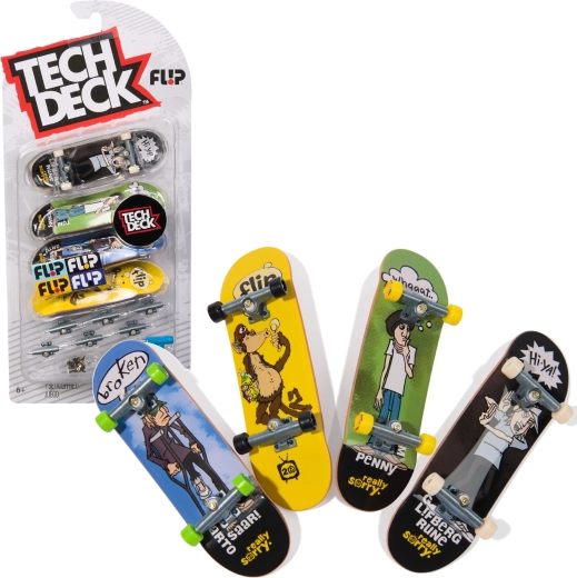 Súprava fingerboardov Tech Deck – 4 mini skateboardy na zostavenie Flip