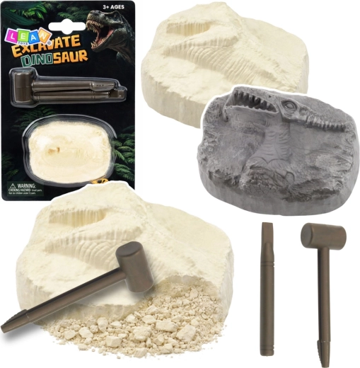 Archeologická sada – vykopávky dinosaura v kameni s nástrojmi