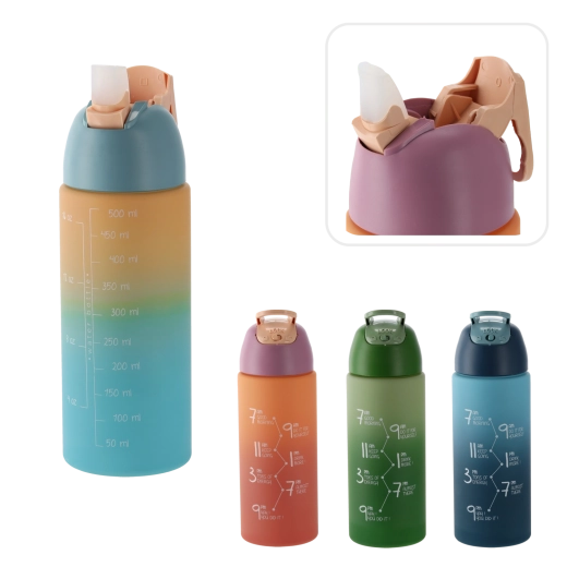 Fľaša na vodu 500 ml s ombré efektom, modrá