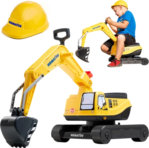 Jazdiaci bager KOMATSU s otočnou kabínou a helmou