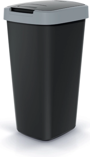 Odpadkový kôš Compacta Q Flap 25 l čierny so svetlosivým vekom