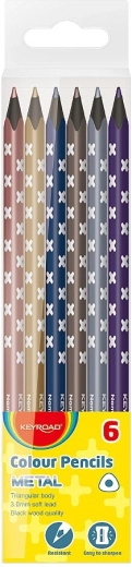 Pastelky Keyroad metalické trojhranné 6 farieb
