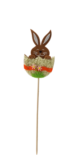 Veľkonočná dekorácia na špajdli zajačik v škrupinke 6 × 10 cm, mix farieb