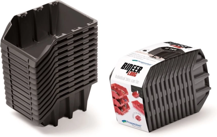 Sada úložných boxov Bineer Long, 12 ks, 190 × 77 × 120 mm, čierna