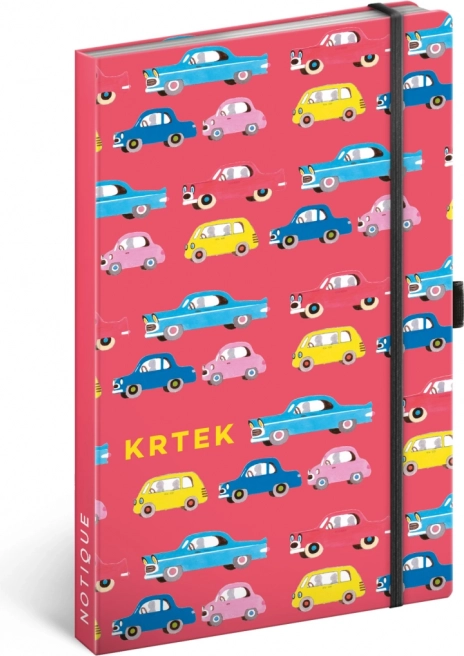 Linajkový zápisník s pevnými doskami 13 × 21 cm s gumičkou a pútkom