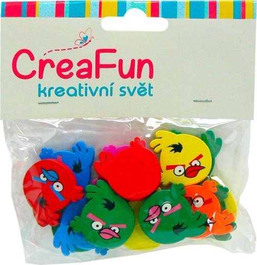 Angry Birds drevené dekorácie 15 ks, priemer 25 mm