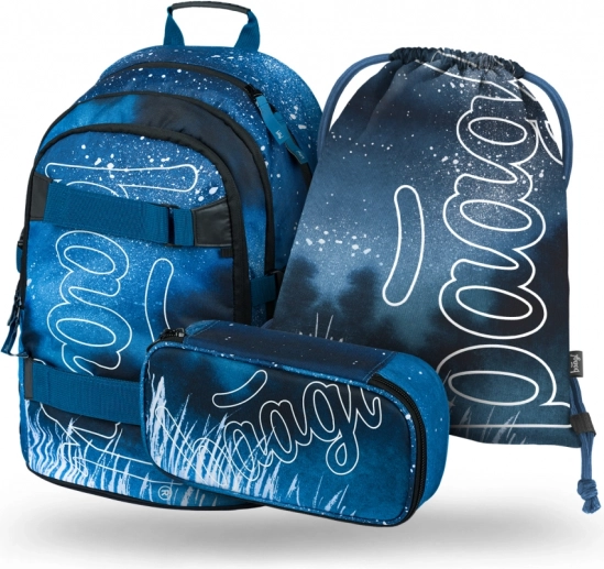 Školská súprava BAAGL Skate Steel: ruksak, peračník a sáčik