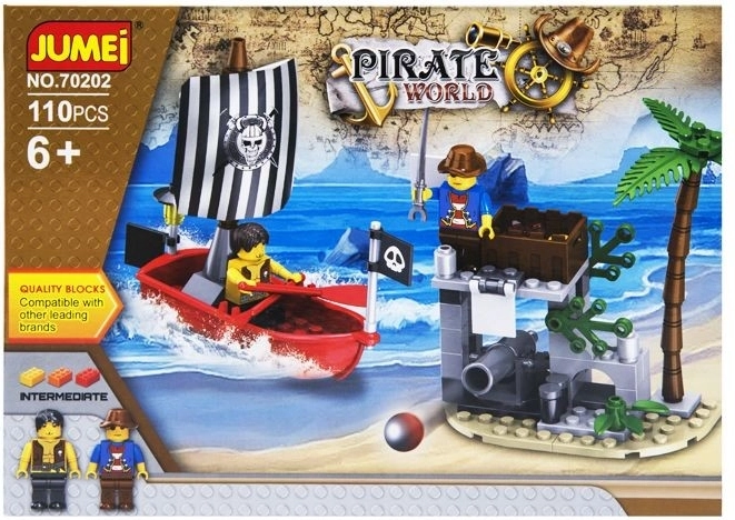 Stavebnica Jumei Pirate World 110 dielikov, pirátska loď a strážna veža – 1 kus