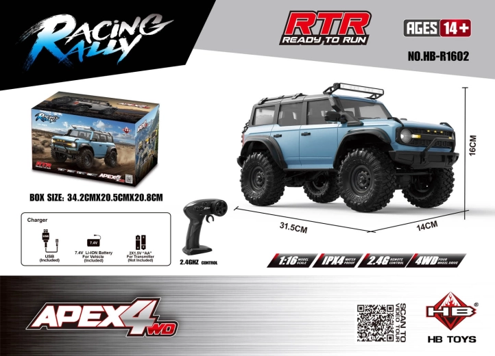 Terénne RC auto APEX 4 1:16 modré