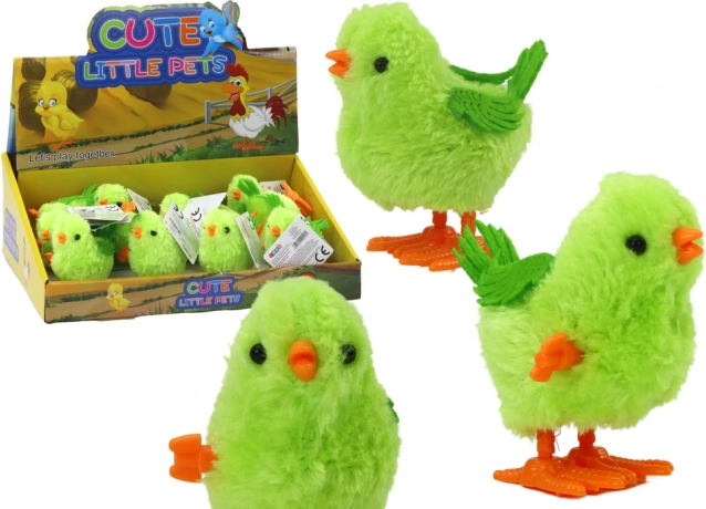 Skákajúca naťahovacia hračka kuriatko zelené